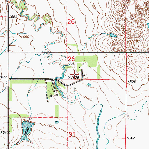 Topographic Map of Richards (historical), SD
