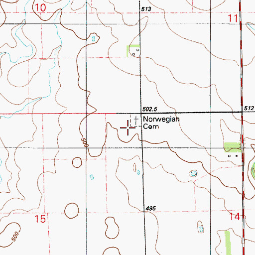 Topographic Map of Free Norweigan Lutheran Cemetery, SD