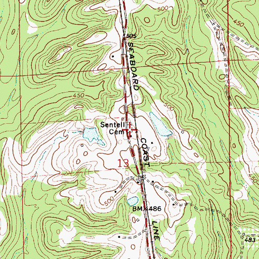 Topographic Map of Sentell Cemetery, AL