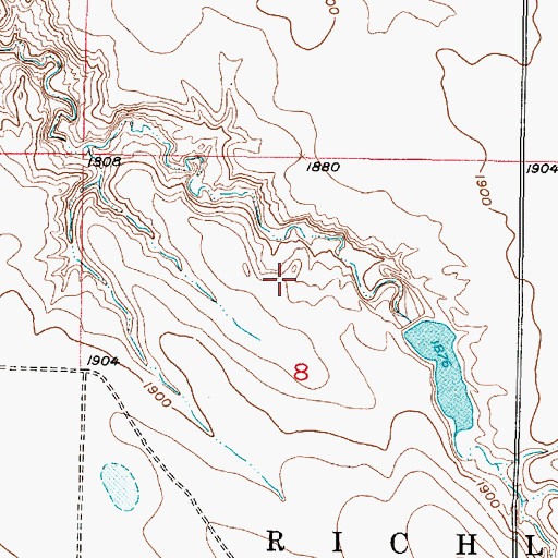 Topographic Map of Boocke Number 2 Dam, SD