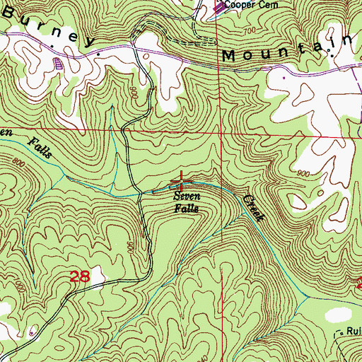 Topographic Map of Seven Falls, AL