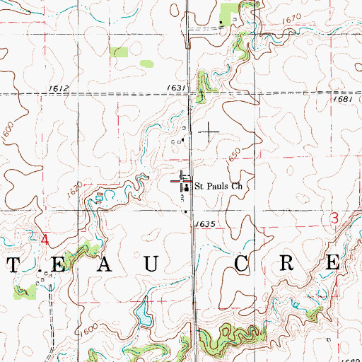 Topographic Map of Saint Pauls Lutheran Cemetery, SD