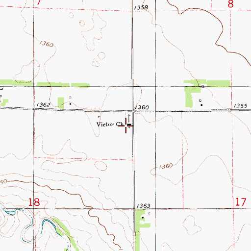 Topographic Map of Victor Lutheran Cemetery, SD