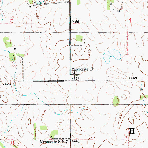 Topographic Map of Mennonite Church, SD