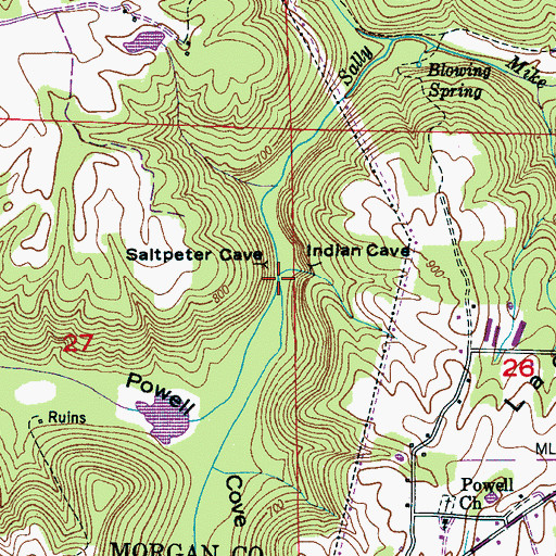 Topographic Map of Seven Falls Creek, AL