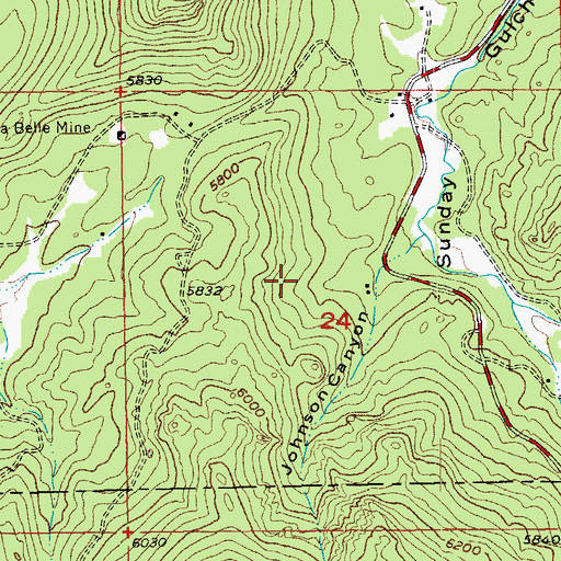 Topographic Map of Tin Queen Mine, SD