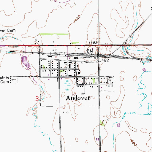 Topographic Map of Andover, SD