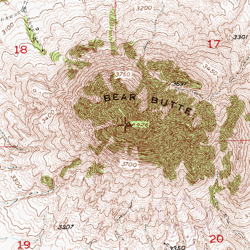 Topographic Map of Bear Butte, SD