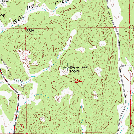 Topographic Map of Beecher Rock, SD