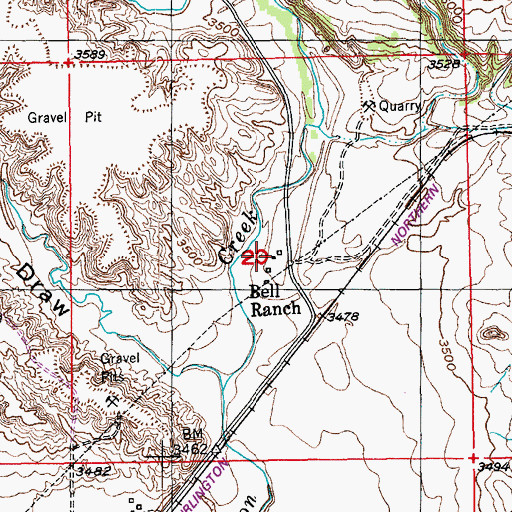 Topographic Map of Bell Ranch, SD