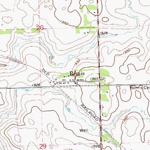 Topographic Map of Bemis, SD