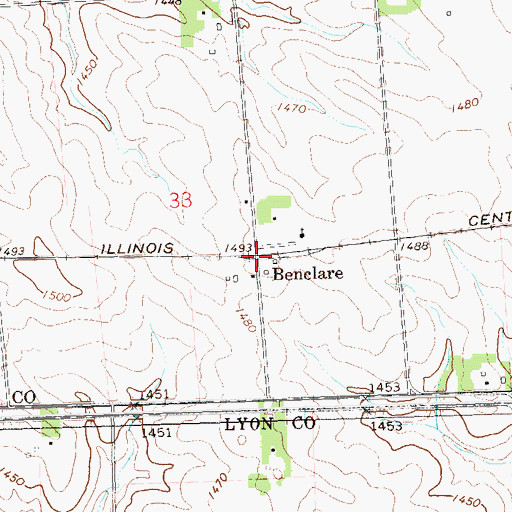 Topographic Map of Benclare, SD