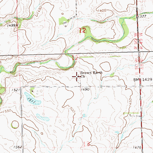 Topographic Map of Brown Earth Church, SD