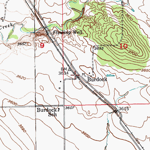 Topographic Map of Burdock, SD