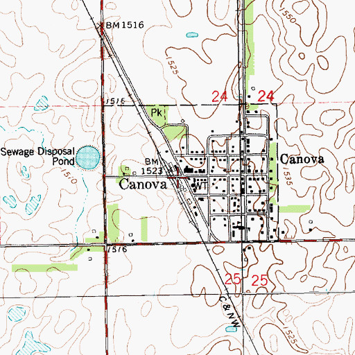 Topographic Map of Canova, SD