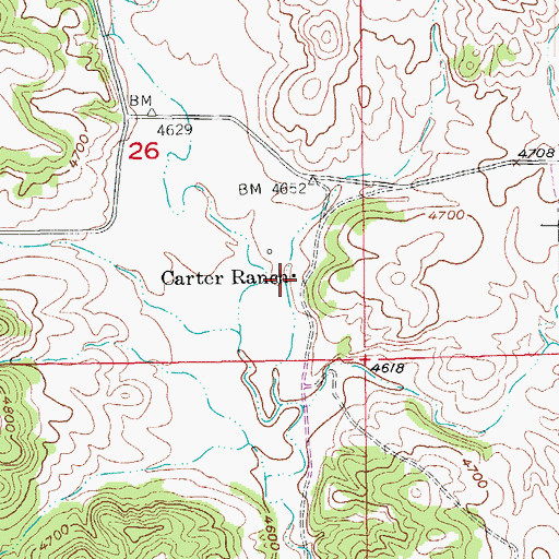 Topographic Map of Carter Ranch, SD
