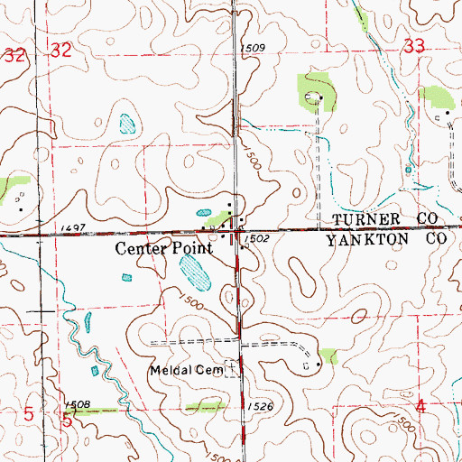 Topographic Map of Center Point, SD