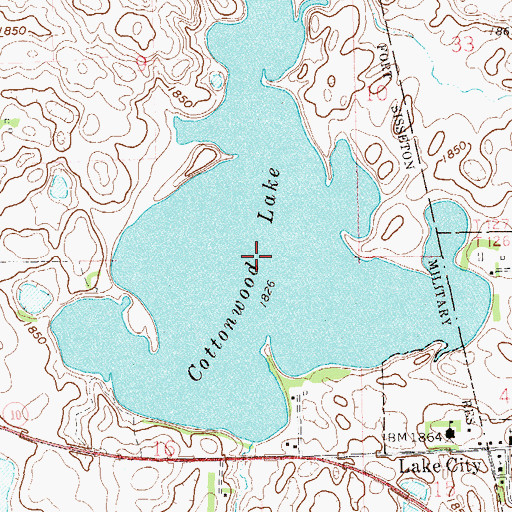 Topographic Map of Cottonwood Lake, SD