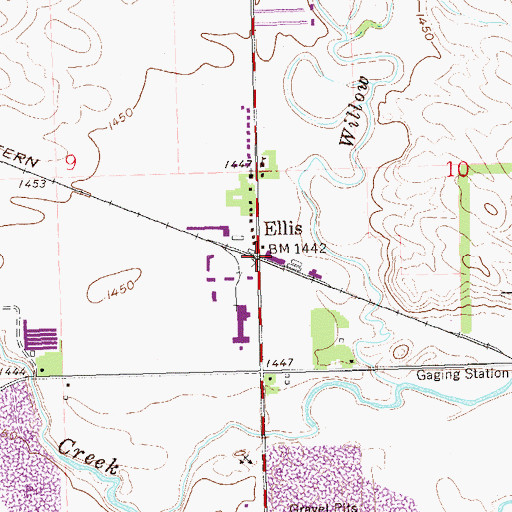 Topographic Map of Ellis, SD