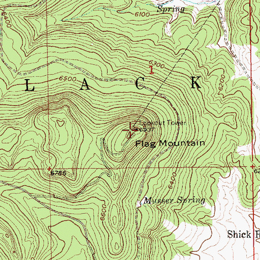 Topographic Map of Flag Mountain, SD