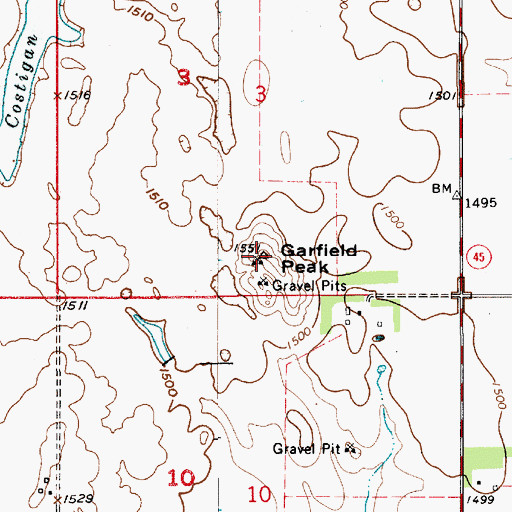 Topographic Map of Garfield Peak, SD