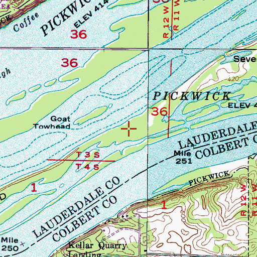 Topographic Map of Sevenmile Island, AL
