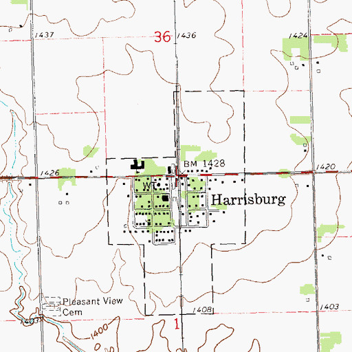 Topographic Map of Harrisburg, SD