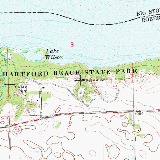 Topographic Map of Hartford Beach State Park, SD
