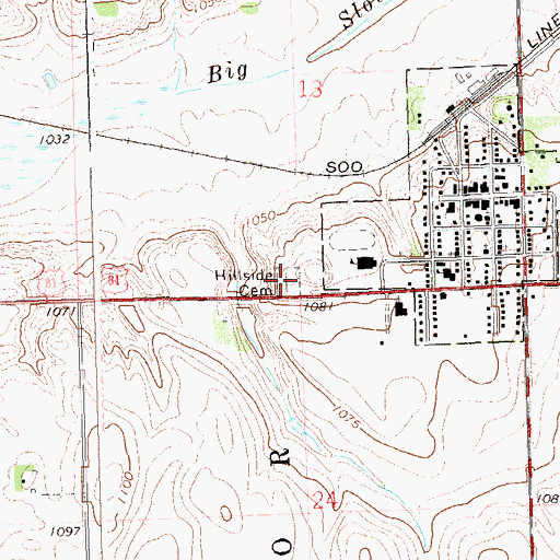 Topographic Map of Hillside Cemetery, SD