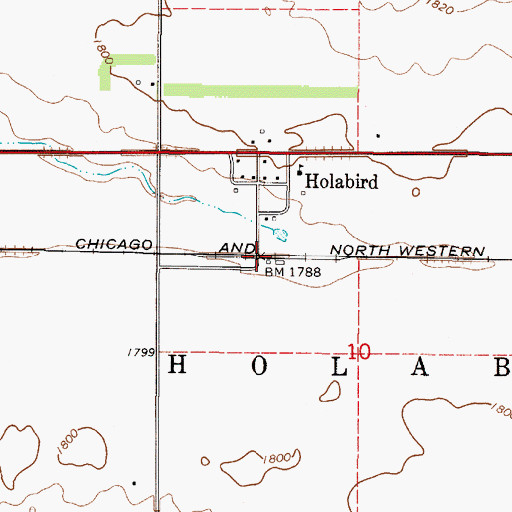 Topographic Map of Holabird, SD