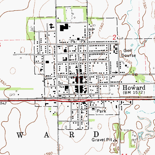 Topographic Map of Howard, SD