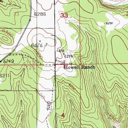 Topographic Map of Howell Ranch, SD