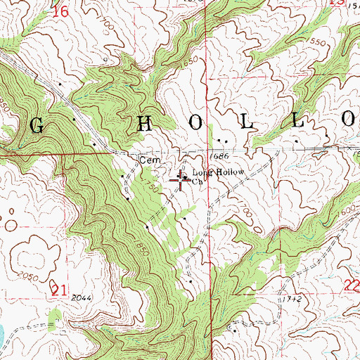 Topographic Map of Long Hollow Church, SD