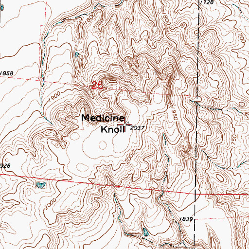 Topographic Map of Medicine Knoll, SD