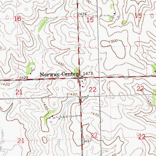 Topographic Map of Norway Center, SD