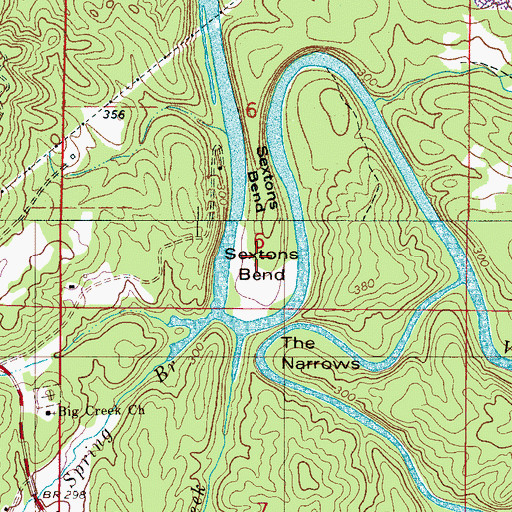 Topographic Map of Sextons Bend, AL