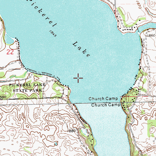 Topographic Map of Pickerel Lake, SD