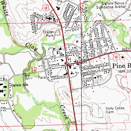 Topographic Map of Pine Ridge, SD