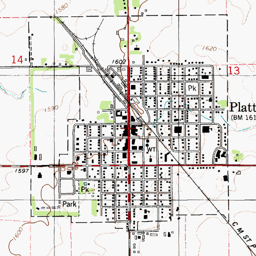 Topographic Map of Platte, SD