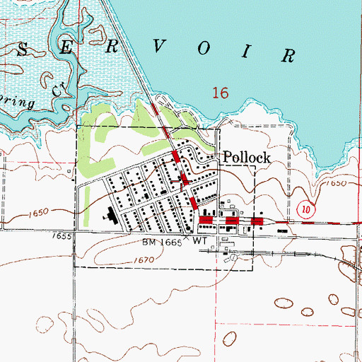 Topographic Map of Pollock, SD