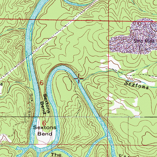 Topographic Map of Sextons Branch, AL
