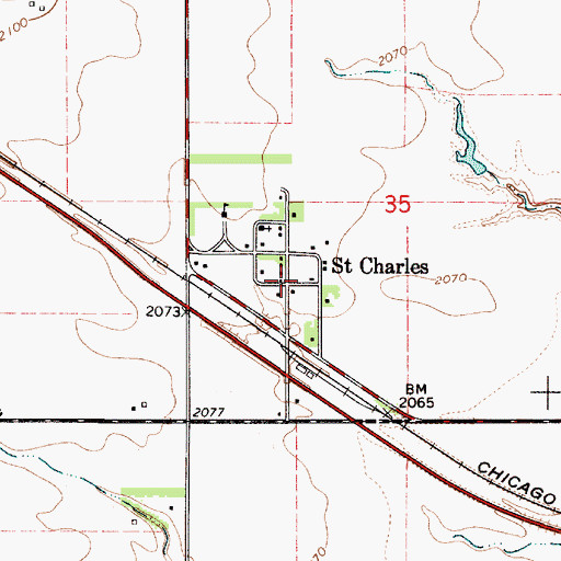 Topographic Map of Saint Charles, SD