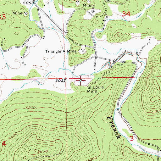 Topographic Map of Saint Louis Mine, SD