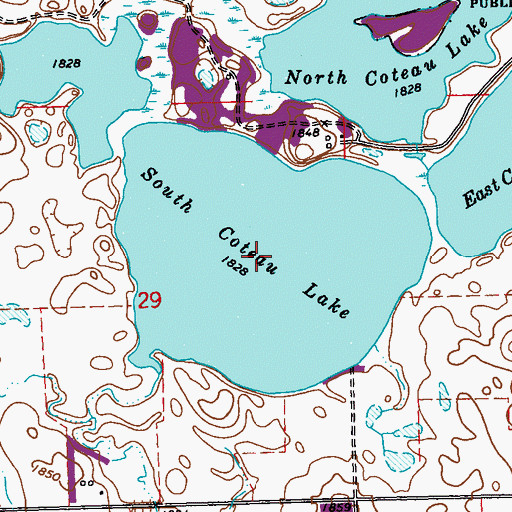 Topographic Map of South Coteau Lake, SD