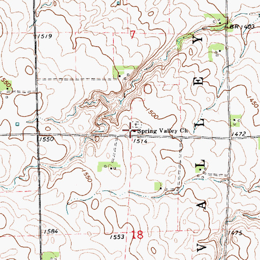 Topographic Map of Spring Valley Church, SD
