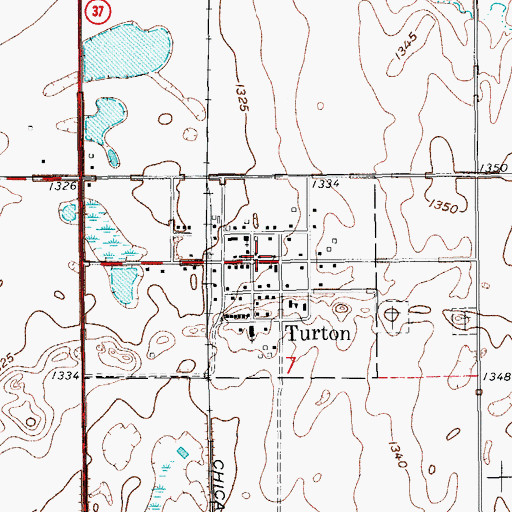 Topographic Map of Turton, SD