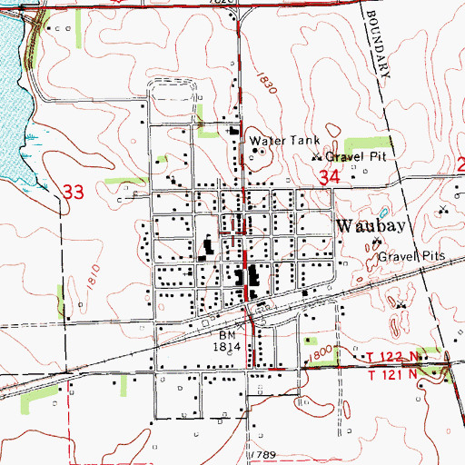 Topographic Map of Waubay, SD