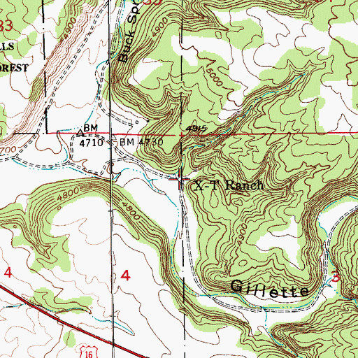 Topographic Map of X-T Ranch, SD