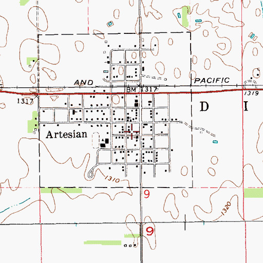 Topographic Map of Artesian Presbyterian Church, SD