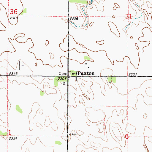 Topographic Map of Paxton, SD